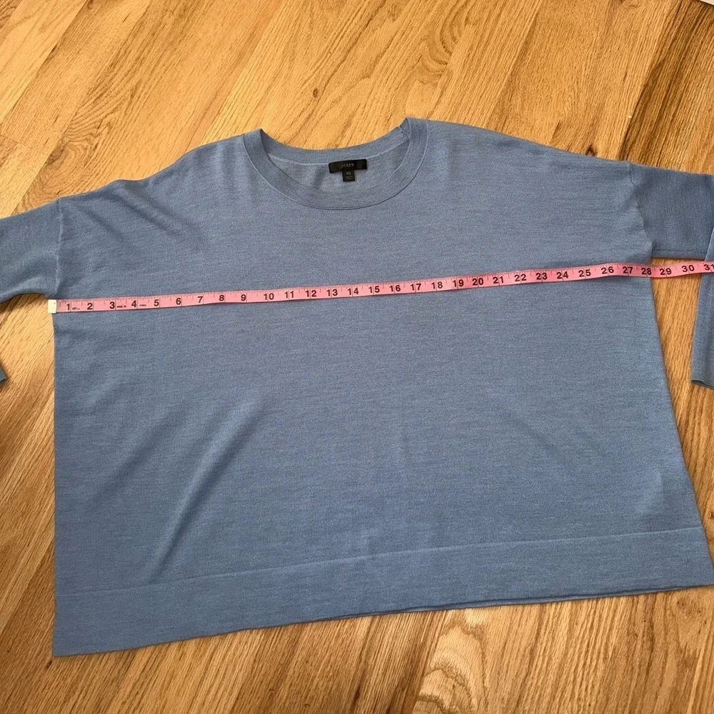 J. Crew 100% Merino Wool Relaxed Fit Crewneck Sweater XS Oversized Blue